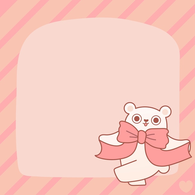 Playful pink teddy bear with a big red bow