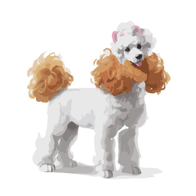 Vector playful poodle illustration editable vector art customizable vector drawing