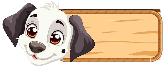 Vector playful puppy with blank signboard