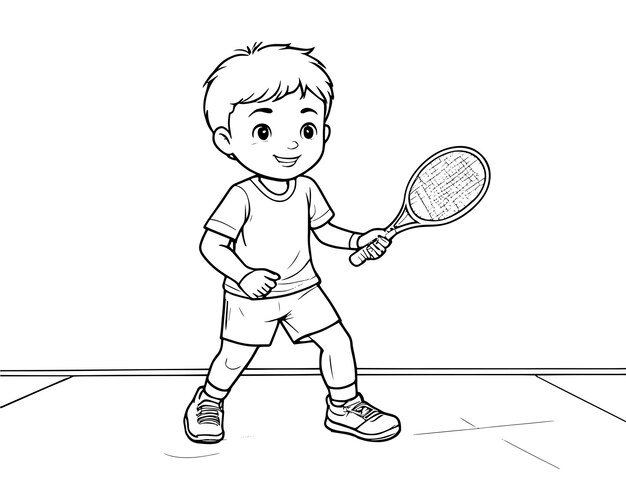 Vector playful tennis coloring book for kids