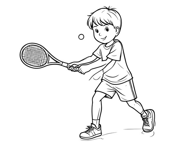 Vettore libro da colorare giocoso per bambini di tennis