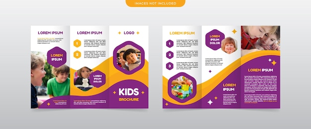 Vector playful trifold kids brochure template