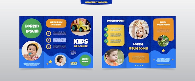 Vector playful trifold kids brochure template