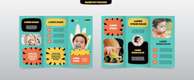 Vector playful trifold kids brochure template