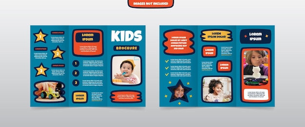 Vector playful trifold kids brochure template