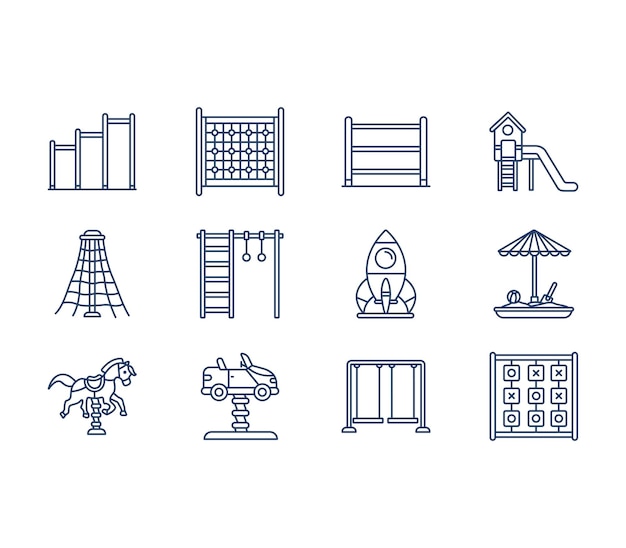 Playground and Amusement Park icon set