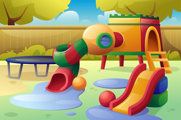 Playground Landmark for happy children's day background illustration with toys