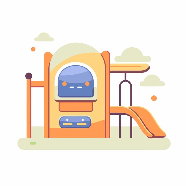 Playground vector illustration in flat style Playground with slide car and stairs