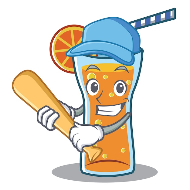 Playing baseball cocktail character cartoon