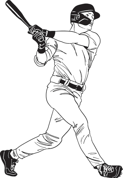 Playing Baseball hand drawn vector illustration