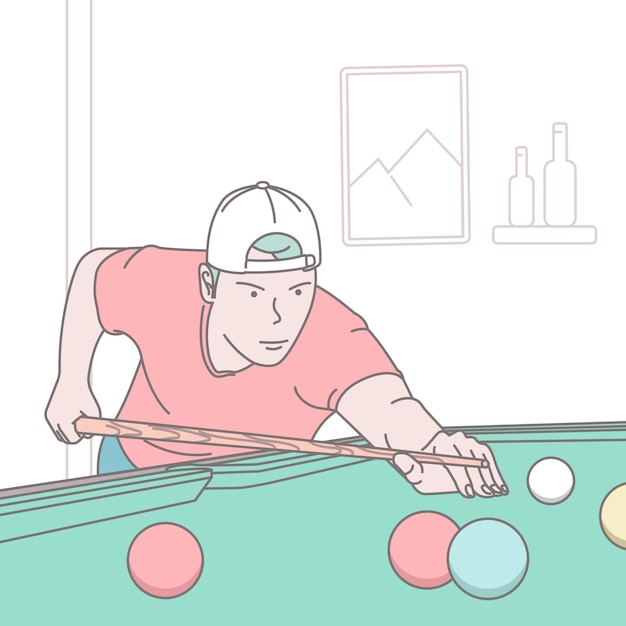 Vector playing billiards concept illustration