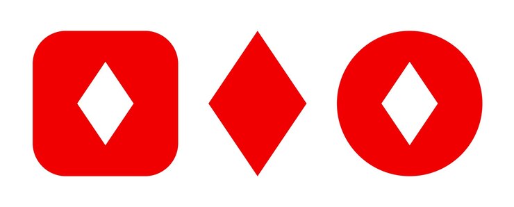 Vector playing card red diamond square round style icons vector illustration