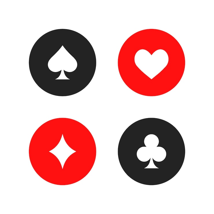 Vector playing card round red black symbol set vector illustration