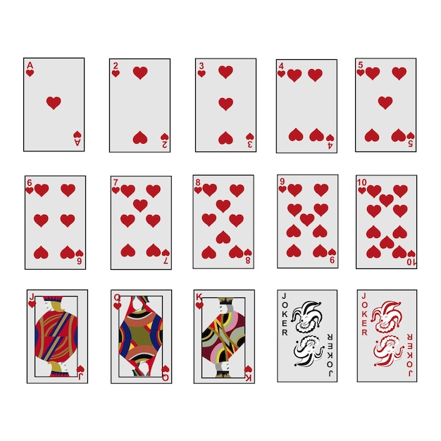 playing card vector set design with red hearth symbol