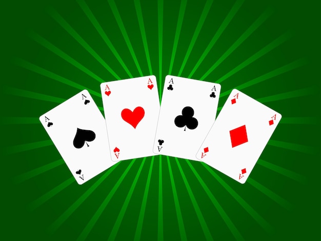 Playing cards on a green background