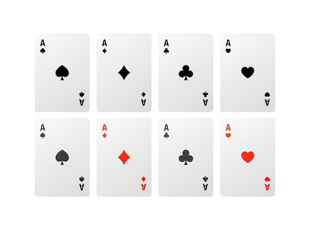 Set di icone di carte da gioco piatto tutti i semi di carte da gioco icone set di carte da gioco icone vettoriali