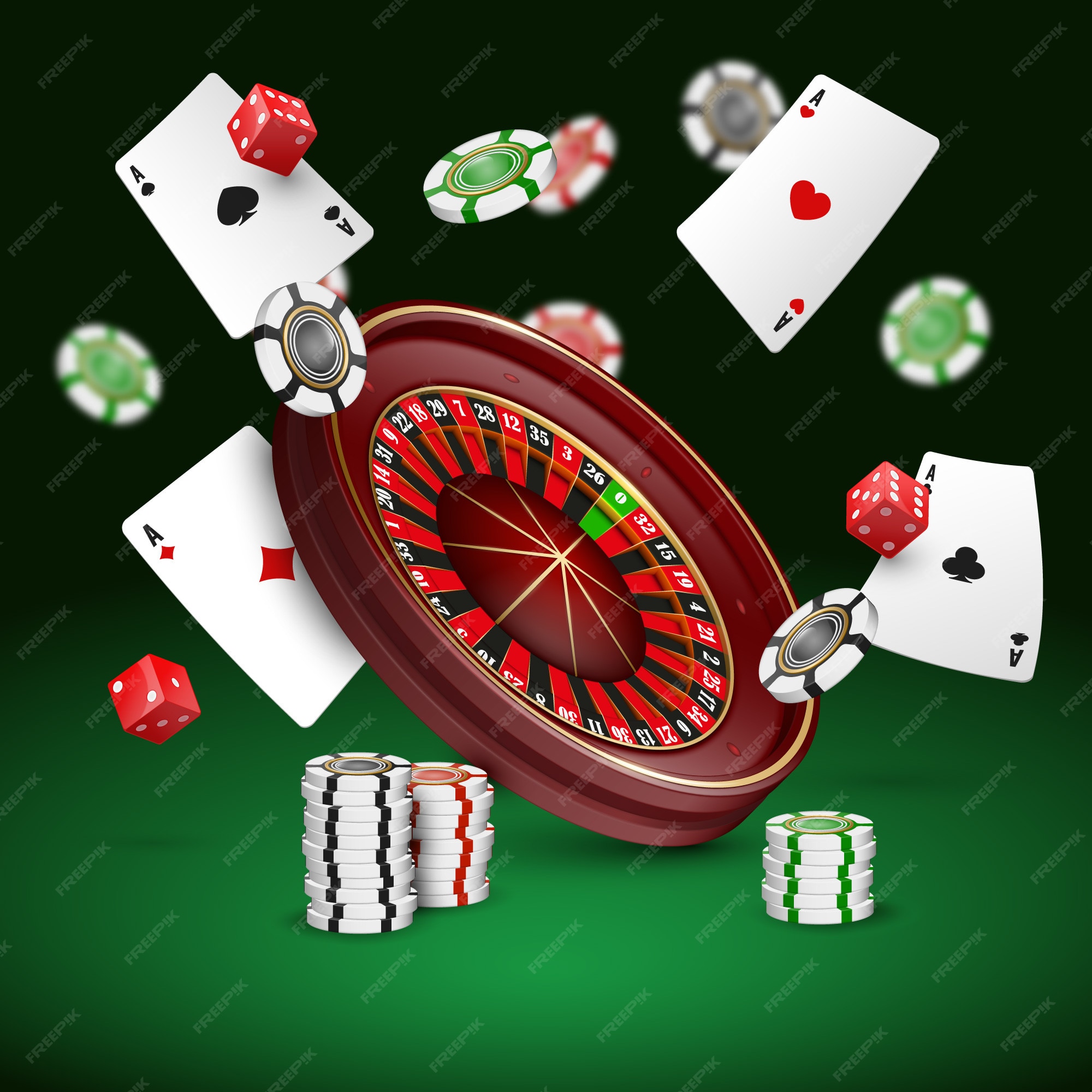 Premium Vector  Online casino gambling with roulette and poker