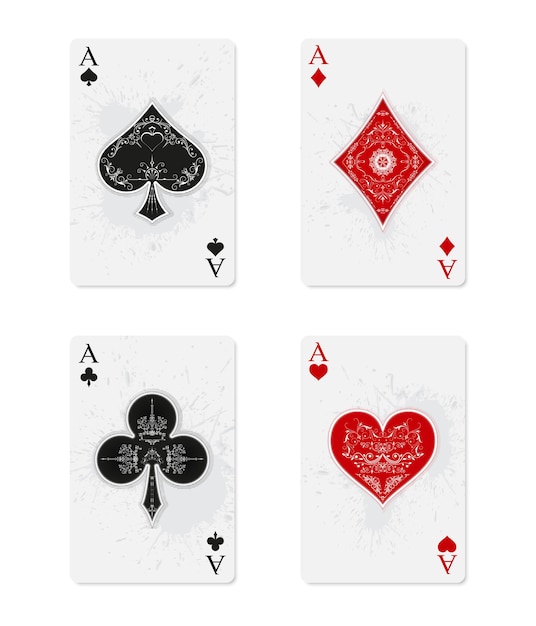 Playing cards. set of four aces in vintage style.