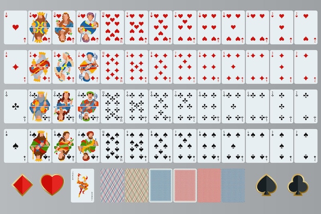 Set di carte da gioco. set completo di carte da poker.