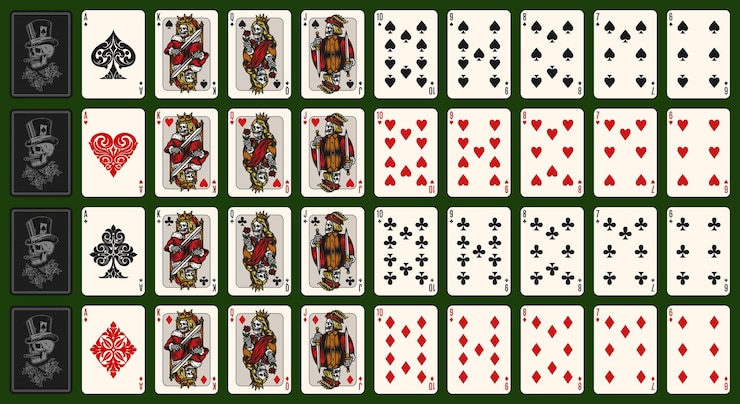 Vector playing cards vintage colorful composition