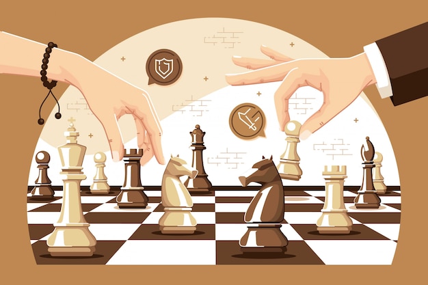 Playing chess games illustration