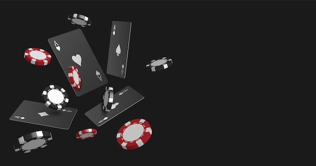 Вектор Игра в фишки и покерные карты на темном фоне покерная игра casiono онлайн веб-шаблон векторной иллюстрации