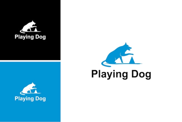 playing dog training education pet logo design