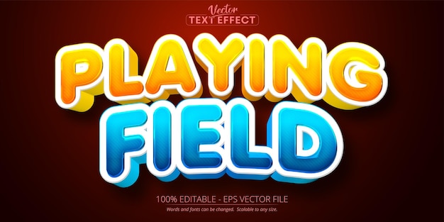 Playing field text effect editable cartoon text style