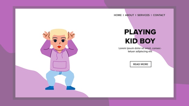 Playing kid boy vector