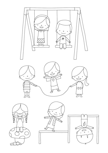 Drawings of children things lines Royalty Free Vector Image