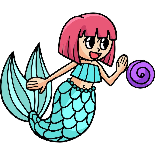 Playing Mermaid Cartoon Colored Clipart