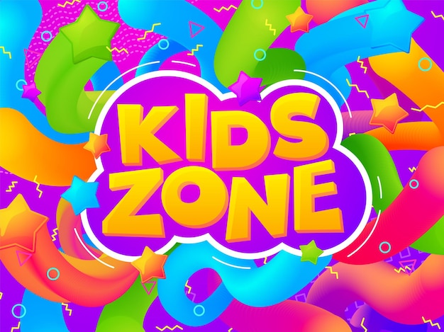 Vector playroom banner. kid game zone, cartoon funny children room poster. colorful typography for playground or kindergarten vector background. zone game childhood, playground for child illustration