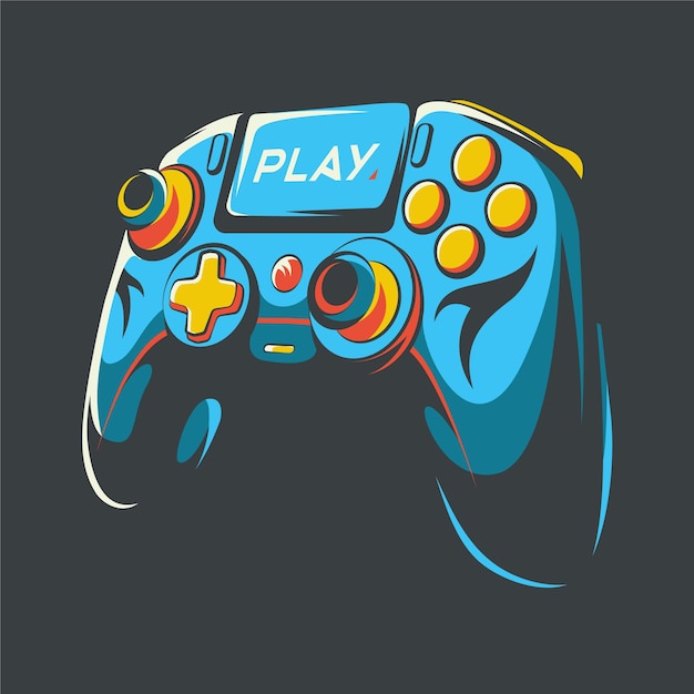 Playstation stick controller art illustration