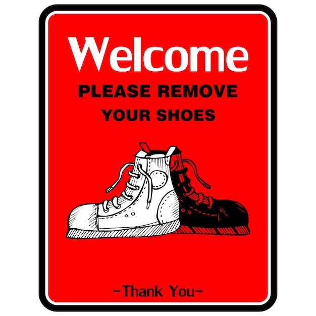 Please Remove your Shoes thank you sticker vector