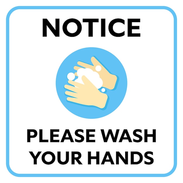 Vector please wash your hands blue sign poster vector illustration