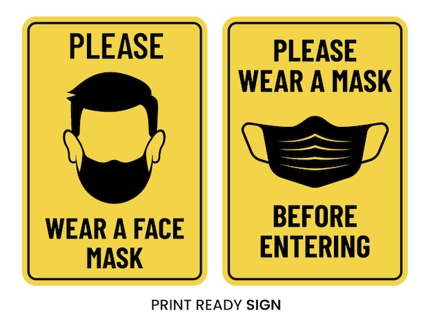Vector please wear a face mask print ready sign vector