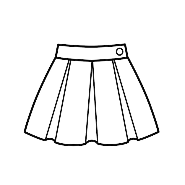 Pleated school skirt outline for coloring on a white background