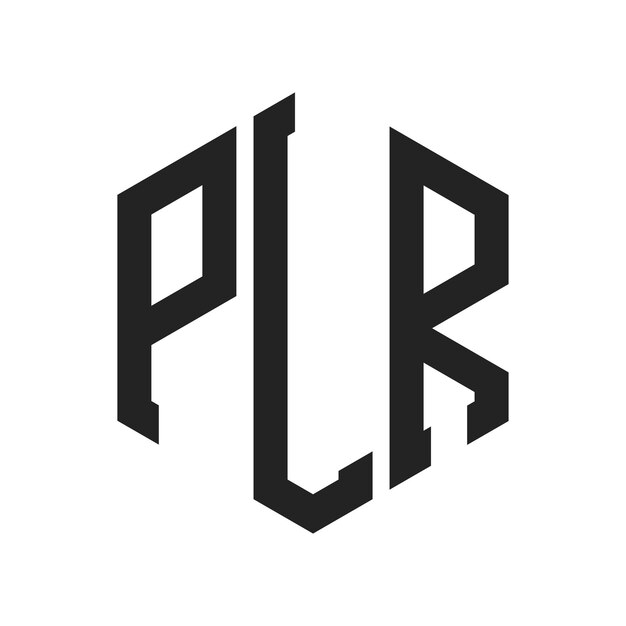 PLR ロゴ デザイン イニシャルレター PLR モノグラム ロゴ ヘクサゴン形