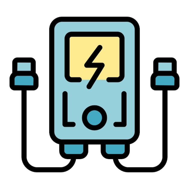 Plug powerbank icon outline vector Power charger Usb cable color flat
