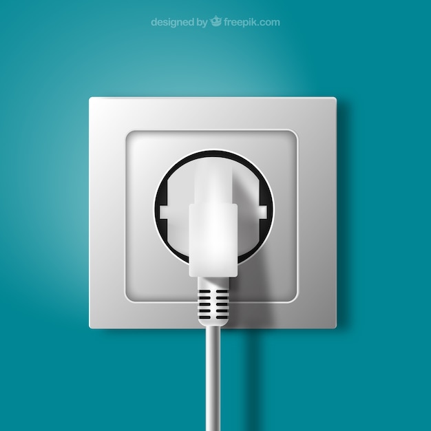 Plug and socket in realistic style