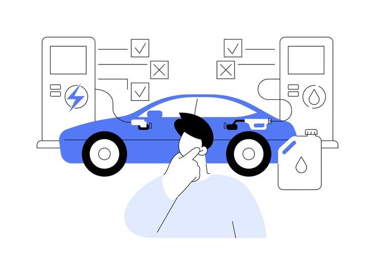 Vector plugin hybrid car abstract concept vector illustration