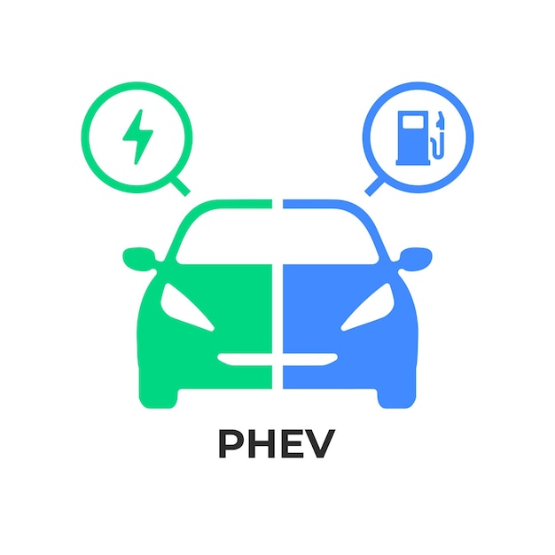 プラグイン ハイブリッド電気自動車 PHEV のシンボル。