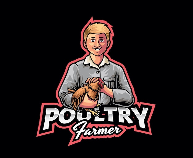 Pluimvee boerderij mascotte logo ontwerp