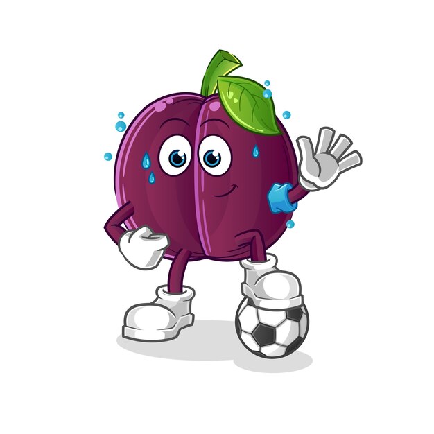 Plum playing soccer illustration. character