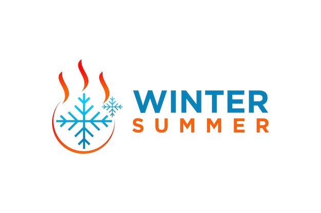 Plumb and Heat Cold Hot Flame Snowflake logo design