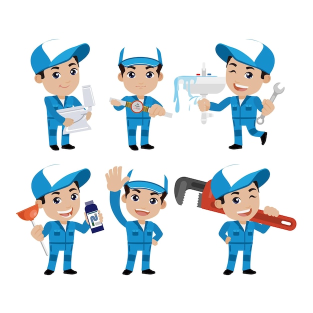 Plumber character with different poses