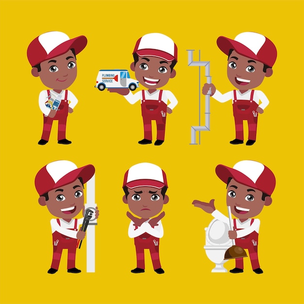 Plumber character with different poses