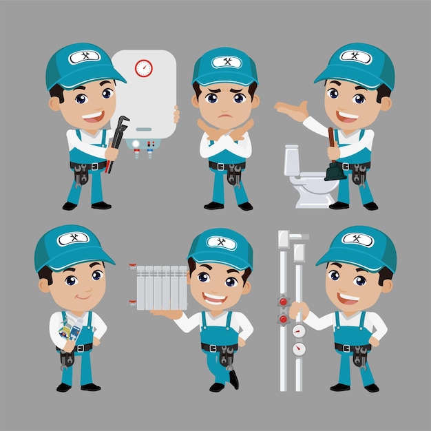 Plumber character with different poses