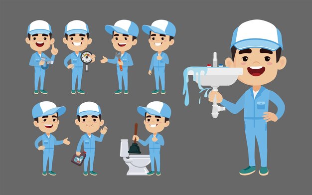 Plumber character with different poses
