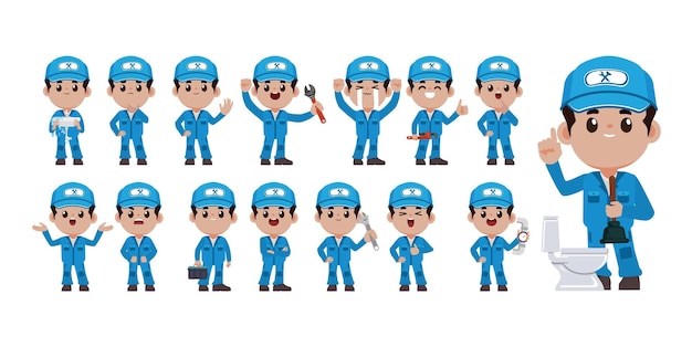 Plumber character with different poses
